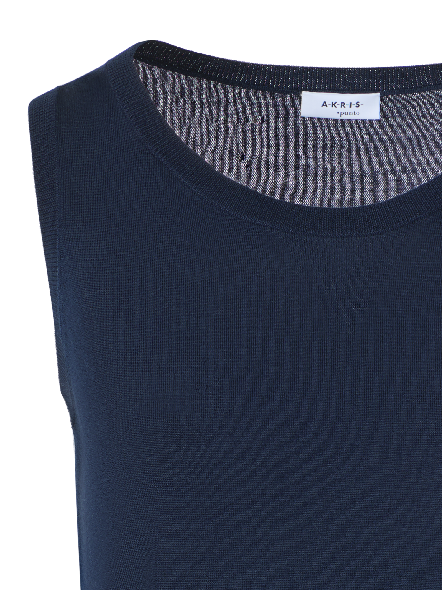 Designer Leichtes Merinowolle-Strick-Top mit U-Boot-Ausschnitt - Dunkelblau - Blau