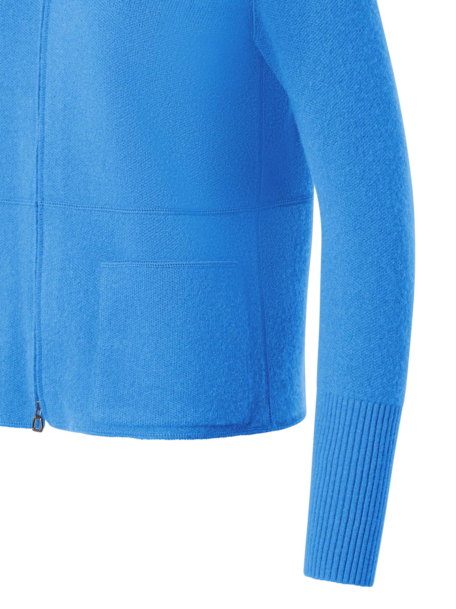 Designer Cardigan aus Kaschmir-Piqué mit Stehkragen - Blau