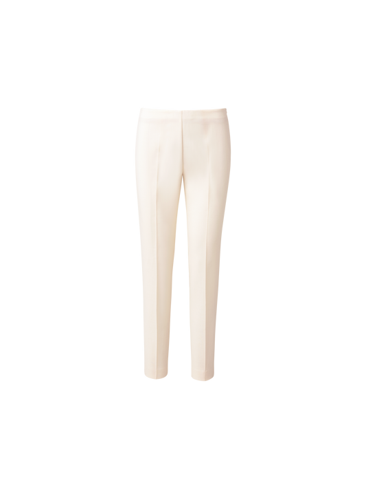 Designer Slim Hose aus Woll-Doubleface - Ecru - Weiss