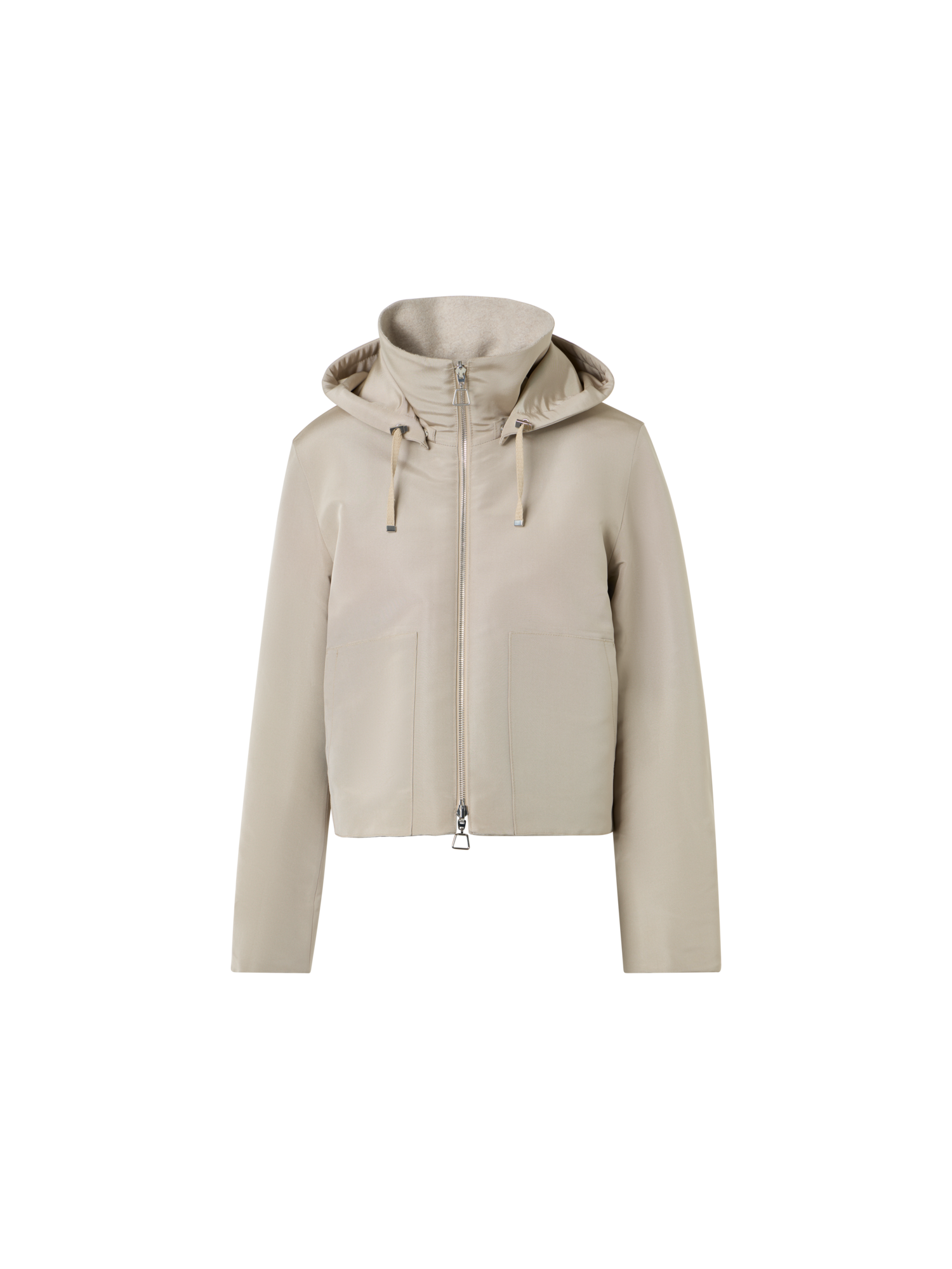 Designer Wendejacke aus Kaschmirjersey und Seide - Beige