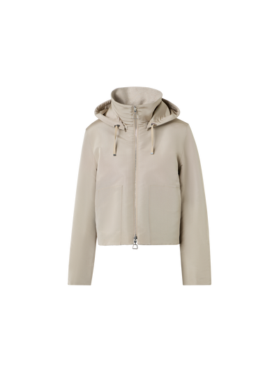 Designer Wendejacke aus Kaschmirjersey und Seide - Beige