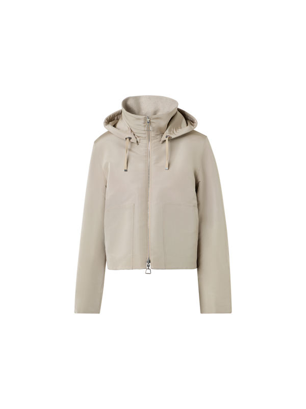 Designer Wendejacke aus Kaschmirjersey und Seide - Beige