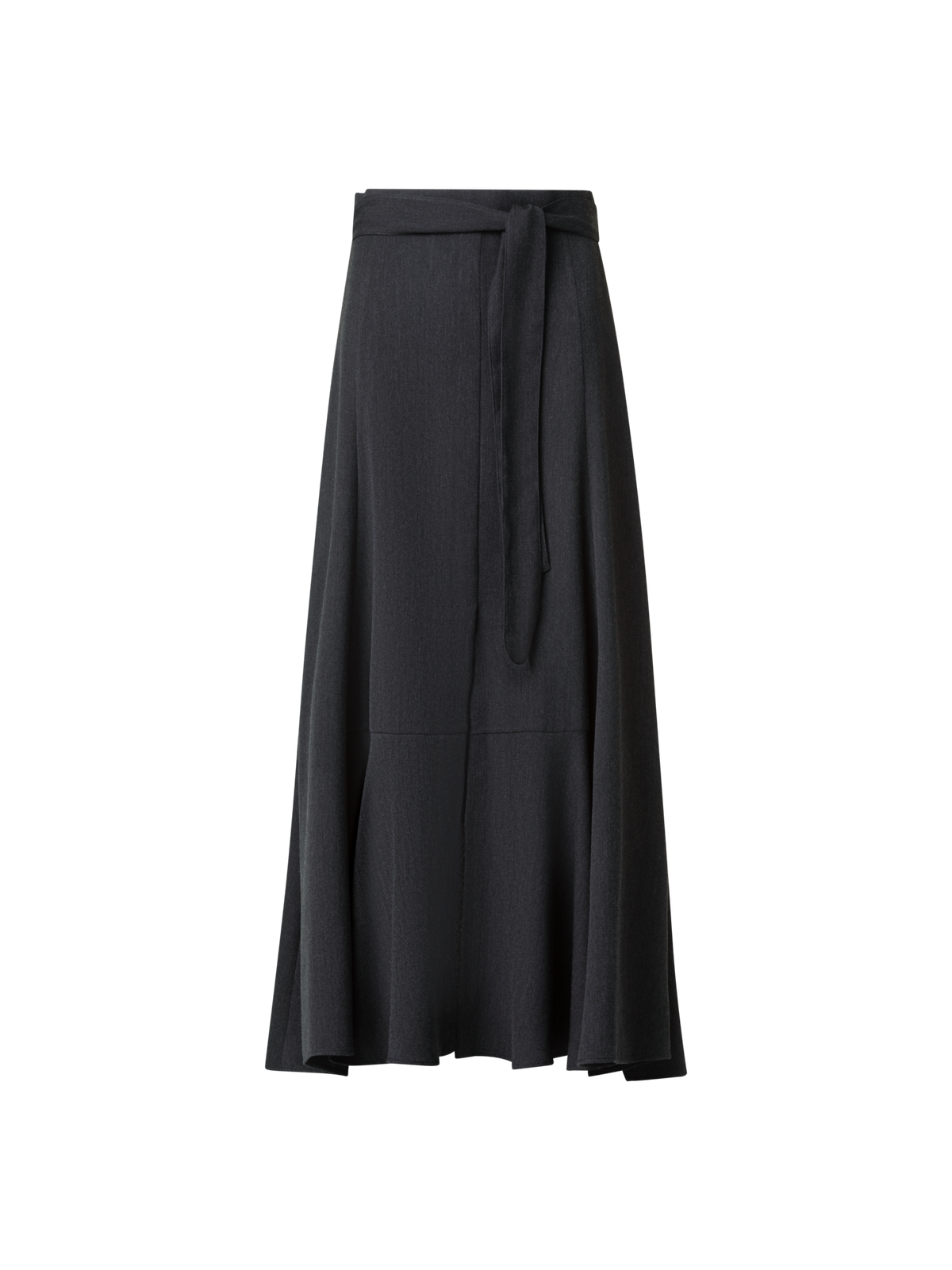 Designer Langer weiter Boho Wollflanell Rock  - Grau