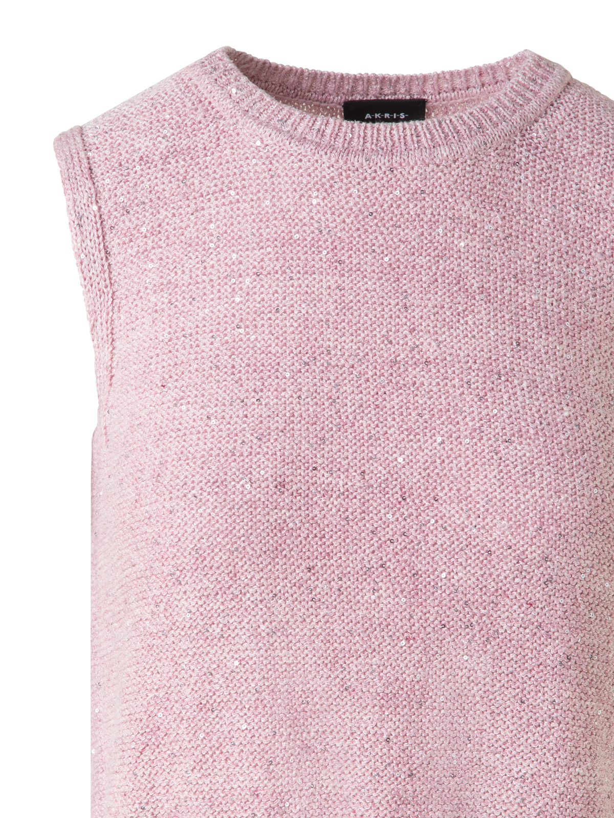 Designer Leinen-Baumwoll-Strick-Top mit Mikro-Pailletten - Rosa
