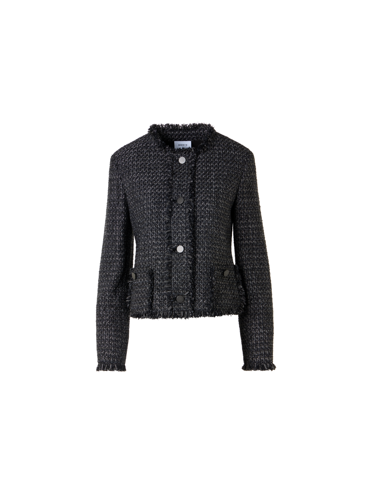 Designer Langärmelige Kurzjacke aus Baumwollmischgewebe - Schwarz