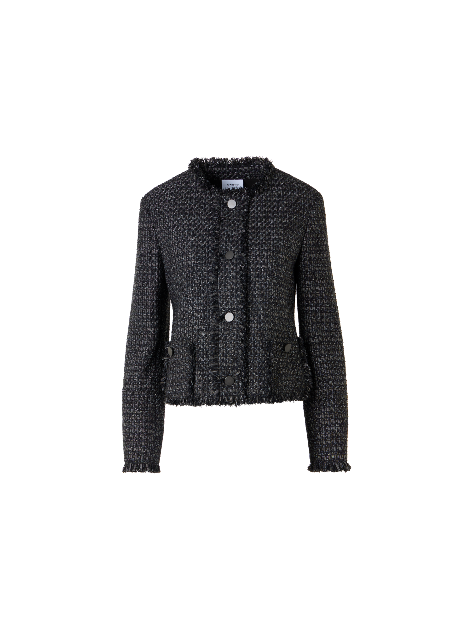 Designer Langärmelige Kurzjacke aus Baumwollmischgewebe - Schwarz