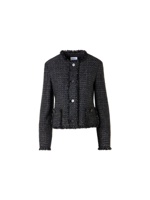 Designer Langärmelige Kurzjacke aus Baumwollmischgewebe - Schwarz