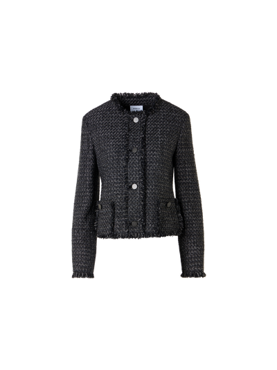 Designer Langärmelige Kurzjacke aus Baumwollmischgewebe - Schwarz