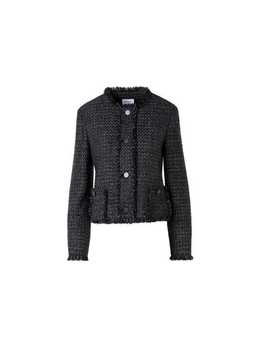 Designer Langärmelige Kurzjacke aus Baumwollmischgewebe - Schwarz