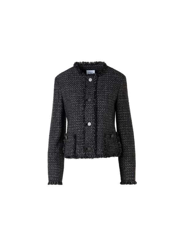 Designer Langärmelige Kurzjacke aus Baumwollmischgewebe - Schwarz