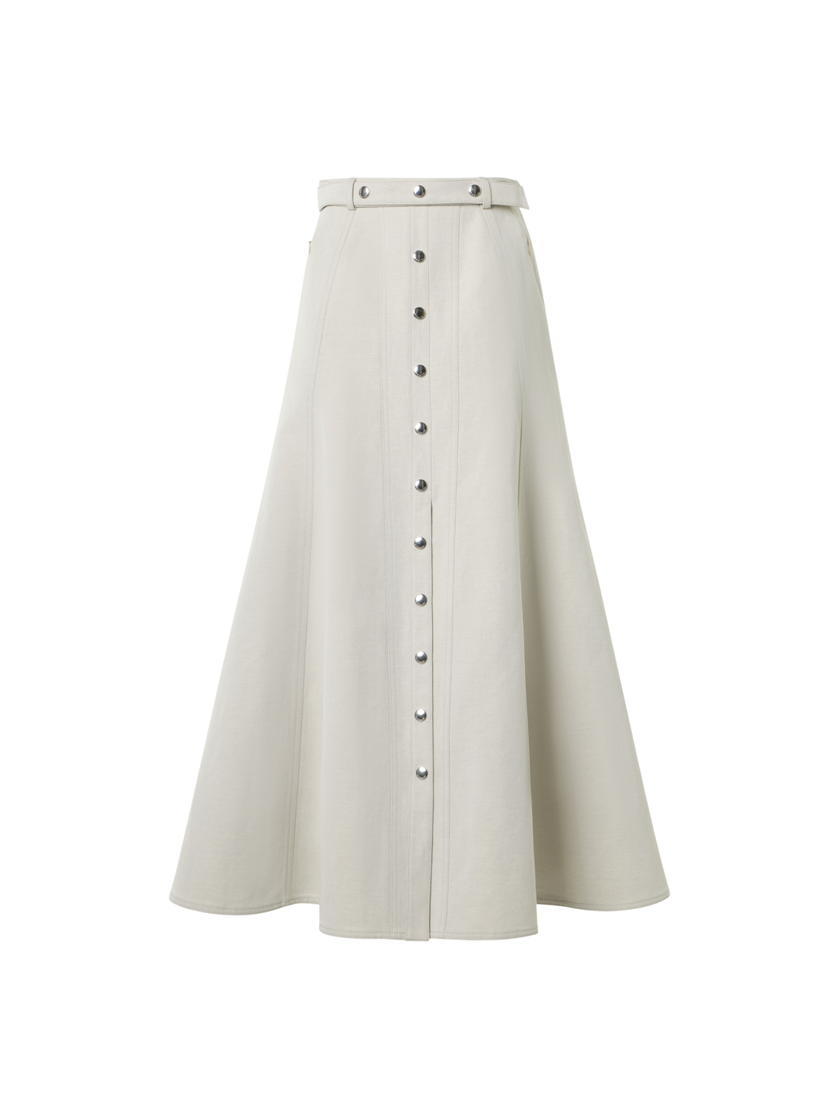 Designer Midirock in A-Linie mit Knopfleiste - Grau