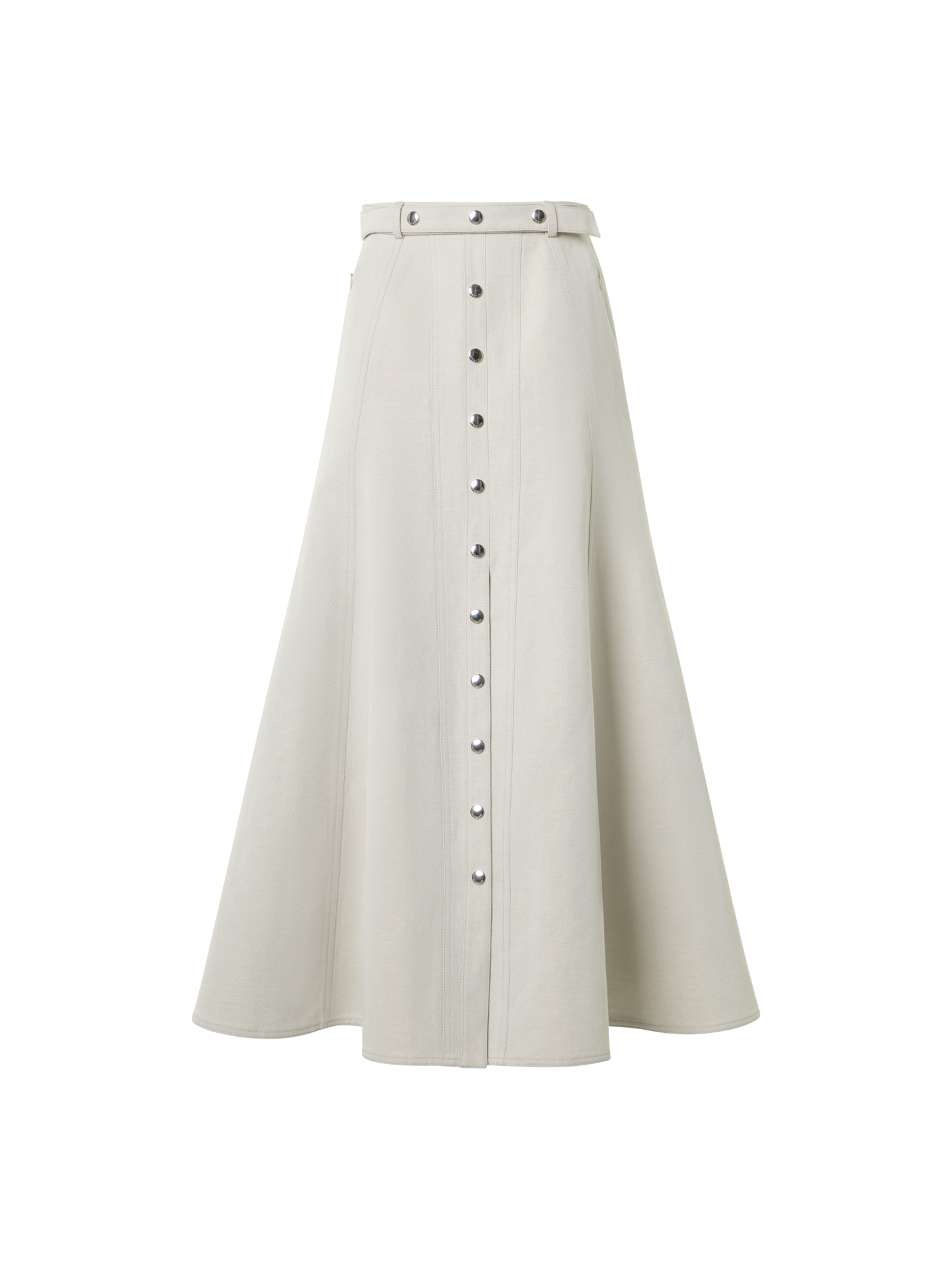 Designer Midirock in A-Linie mit Knopfleiste - Grau