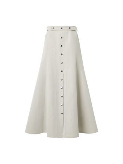 Designer Midirock in A-Linie mit Knopfleiste - Grau