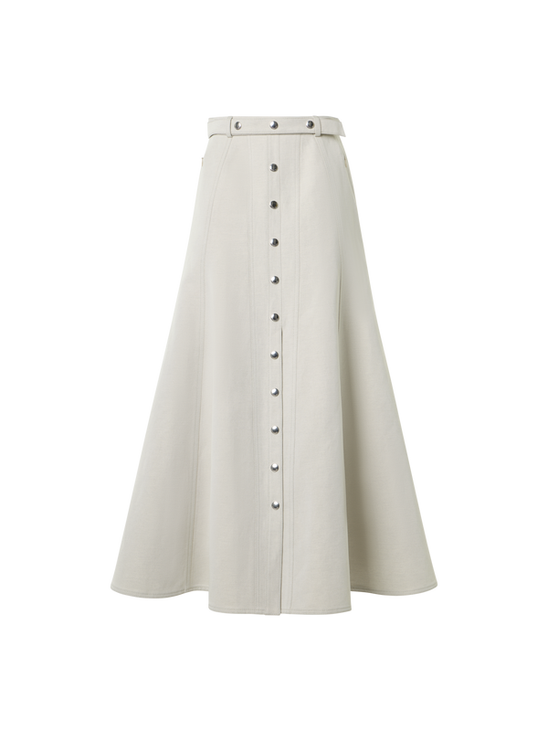 Designer Midirock in A-Linie mit Knopfleiste - Grau