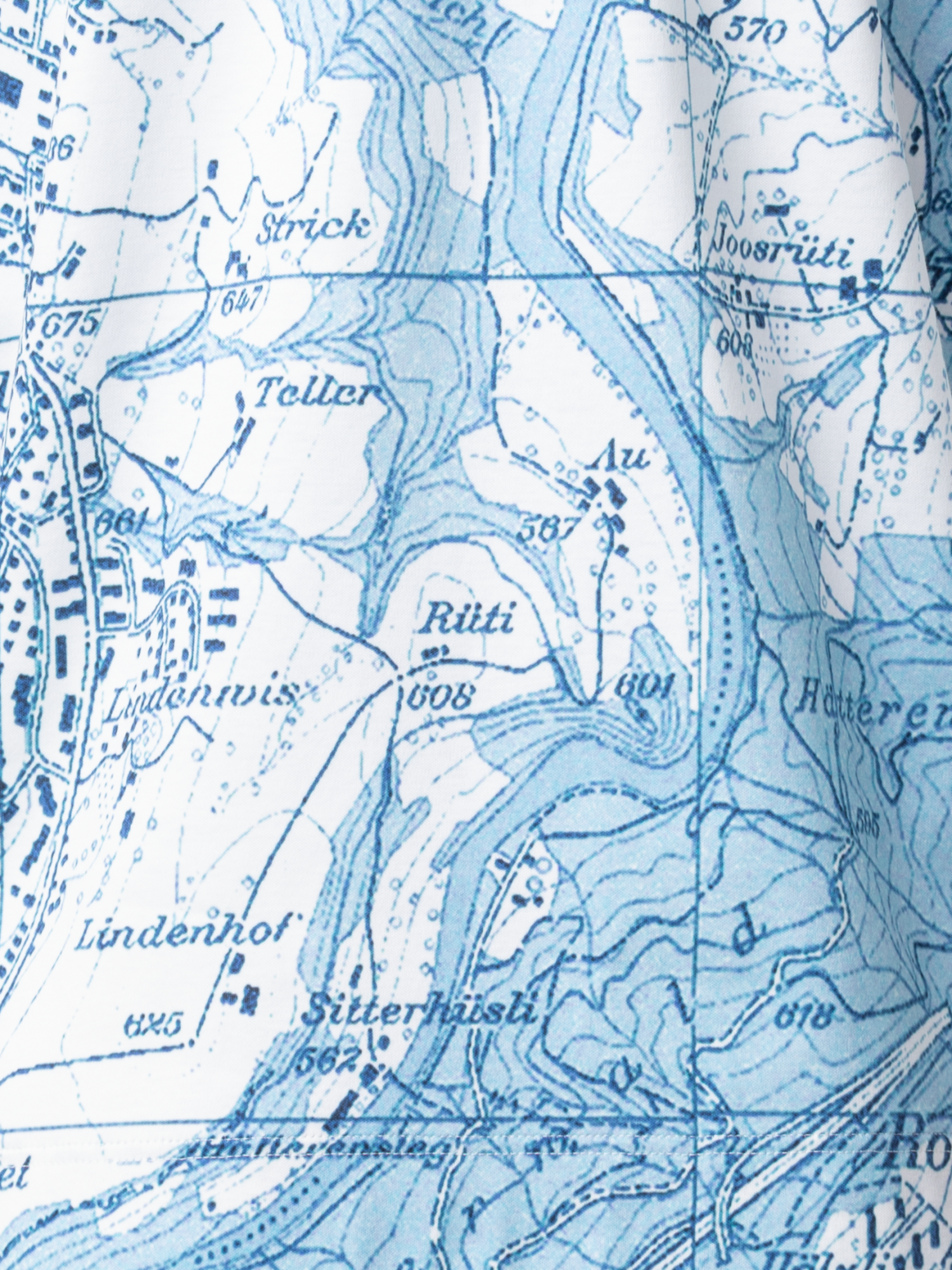 Designer Baumwoll-T-Shirt mit St. Gallen Map Druck - Blau - Bunt