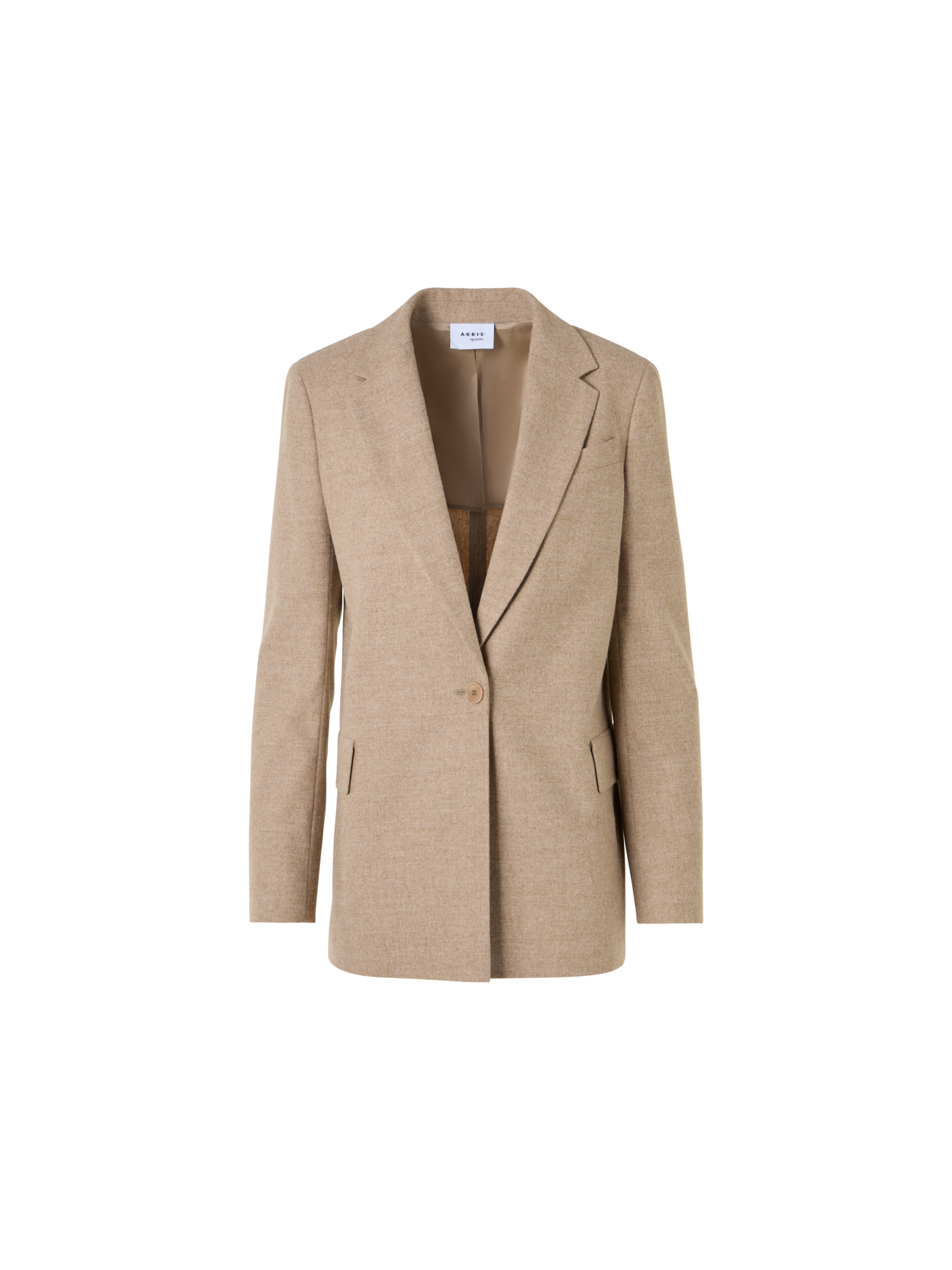 Designer Boyfriend-Blazer aus pastellfarbenem Flanell - Beige