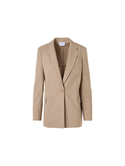 Designer Boyfriend-Blazer aus pastellfarbenem Flanell - Beige