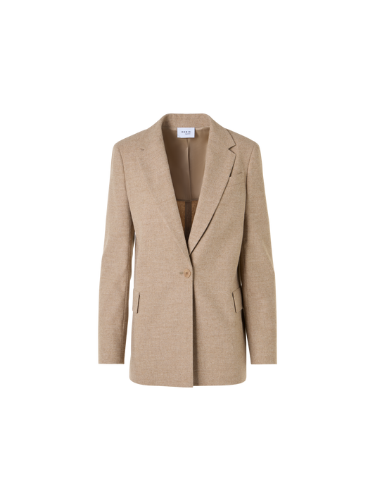 Designer Boyfriend-Blazer aus pastellfarbenem Flanell - Beige