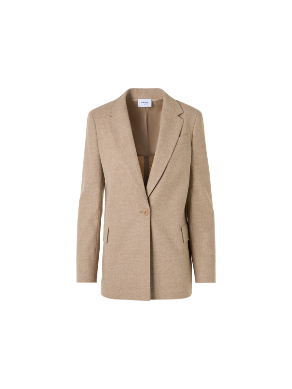 Designer Boyfriend-Blazer aus pastellfarbenem Flanell - Beige