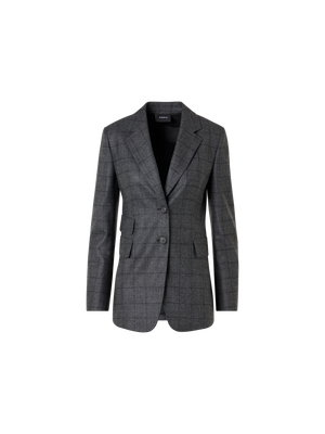 Designer Gerade Flanelljacke mit Glencheck - Grau - Bunt - Schwarz