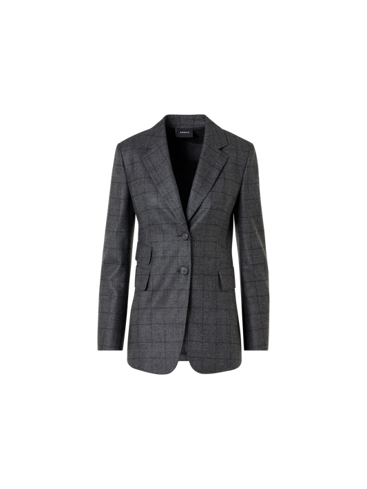 Designer Gerade Flanelljacke mit Glencheck - Grau - Bunt - Schwarz