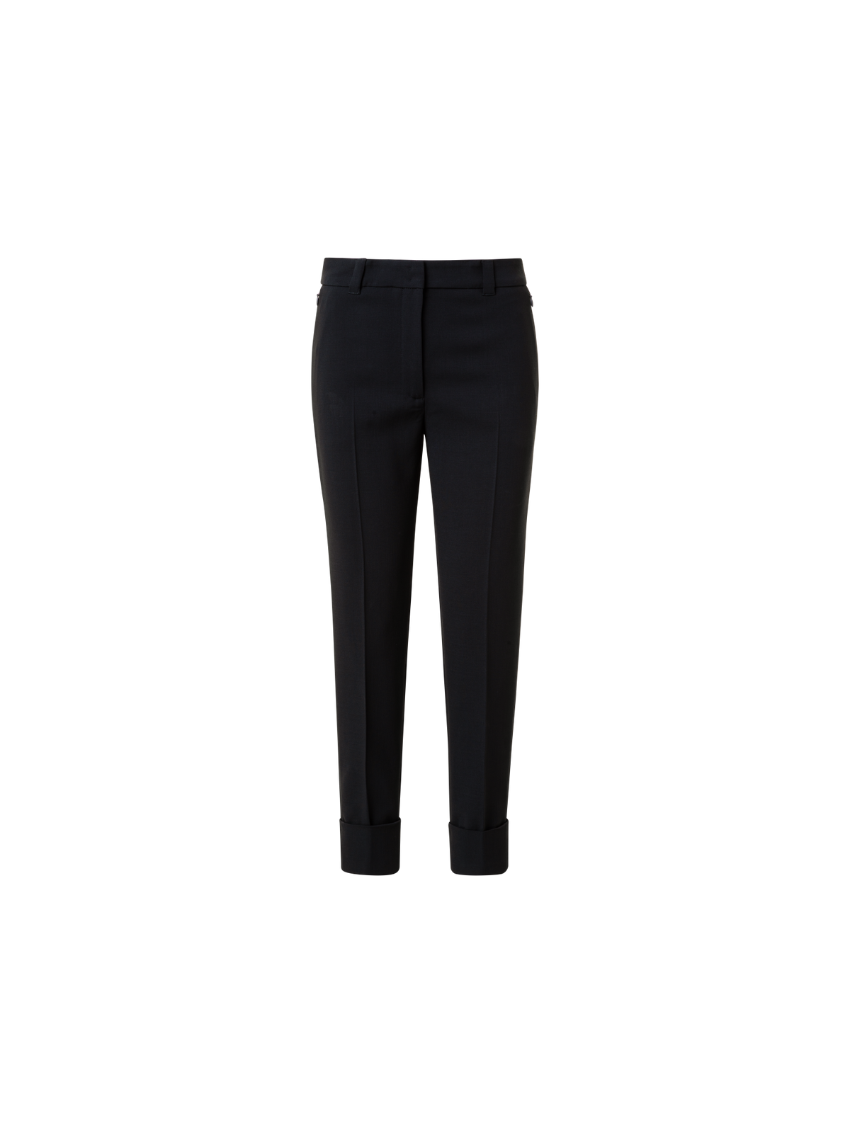 Designer Tapered Hose aus Woll-Doubleface - Schwarz
