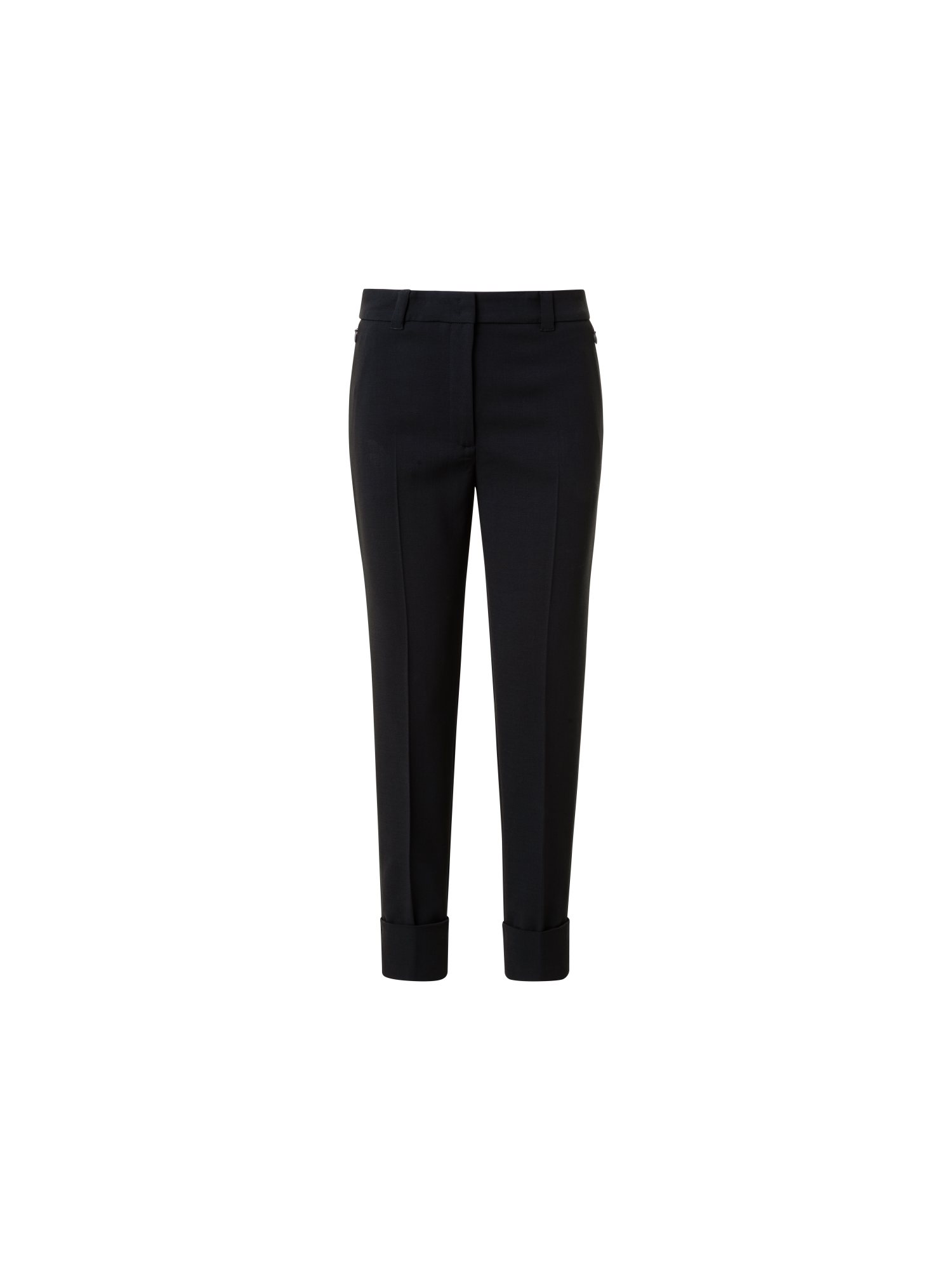 Designer Tapered Hose aus Woll-Doubleface - Schwarz