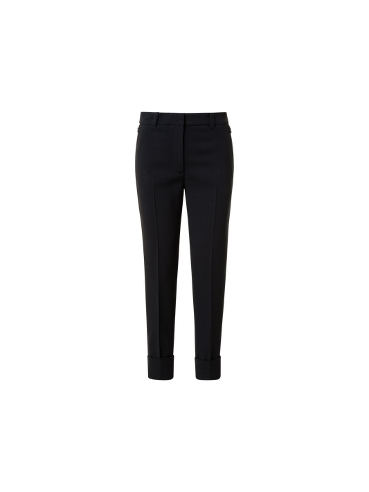 Designer Tapered Hose aus Woll-Doubleface - Schwarz