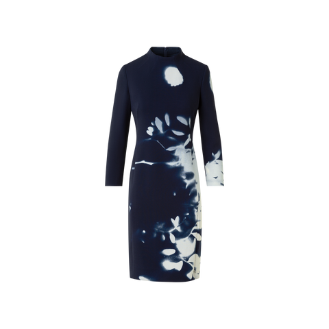 Kurzes Woll Stehkragen Kleid Wildflower Print