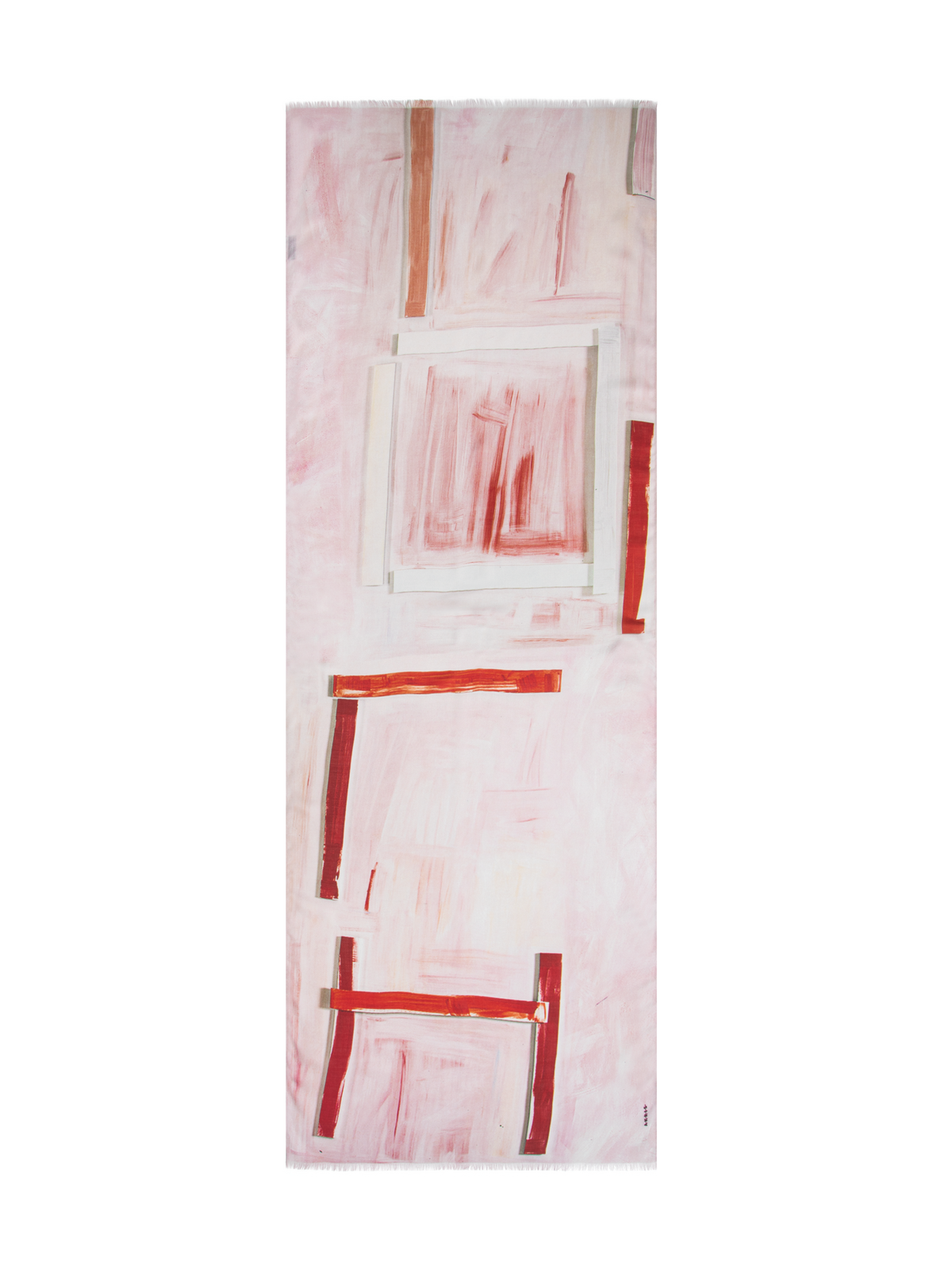 Designer Schal aus Kaschmir und Seide mit Ohayo-Druck - Rosa