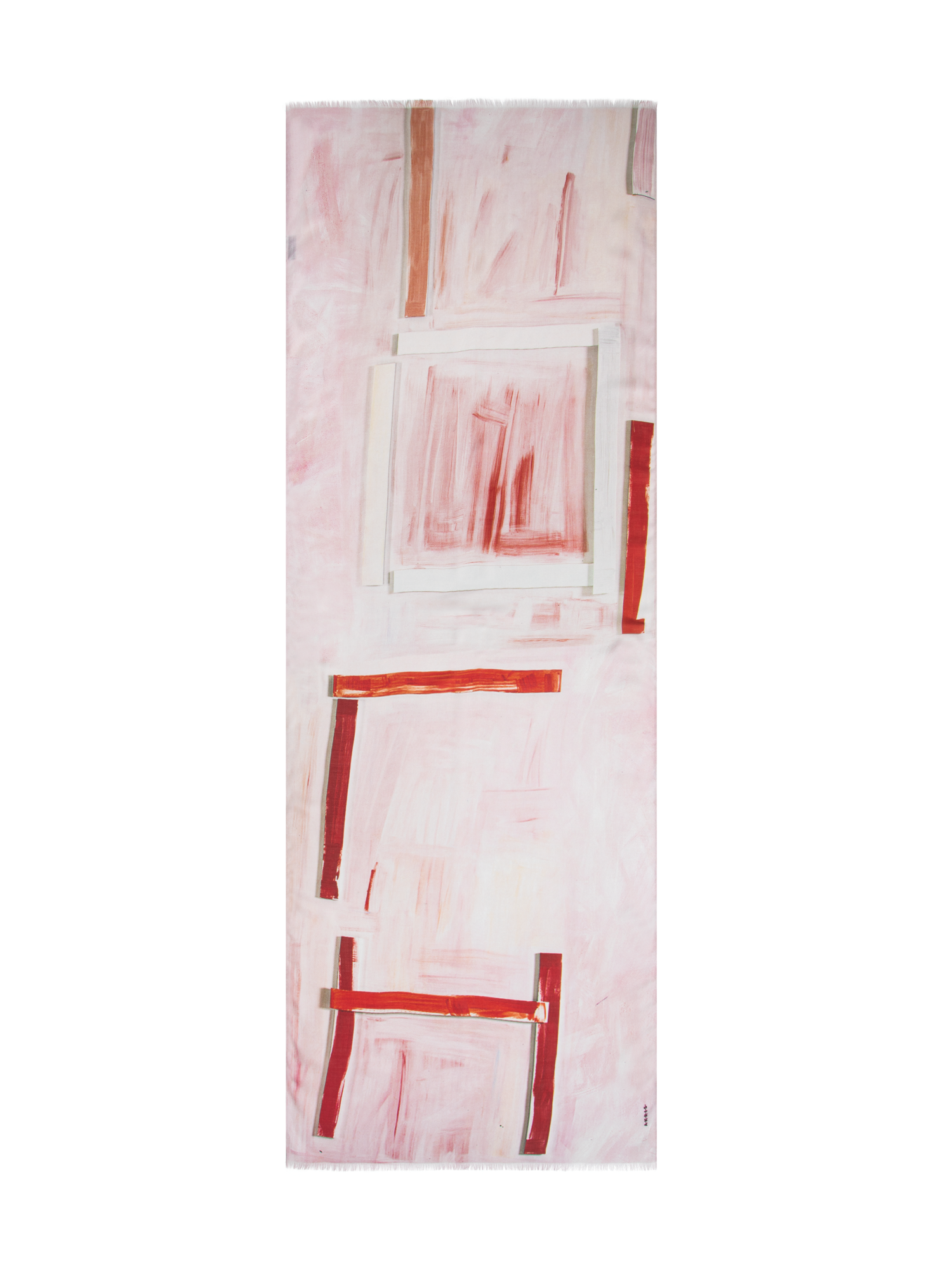 Designer Schal aus Kaschmir und Seide mit Ohayo-Druck - Rosa