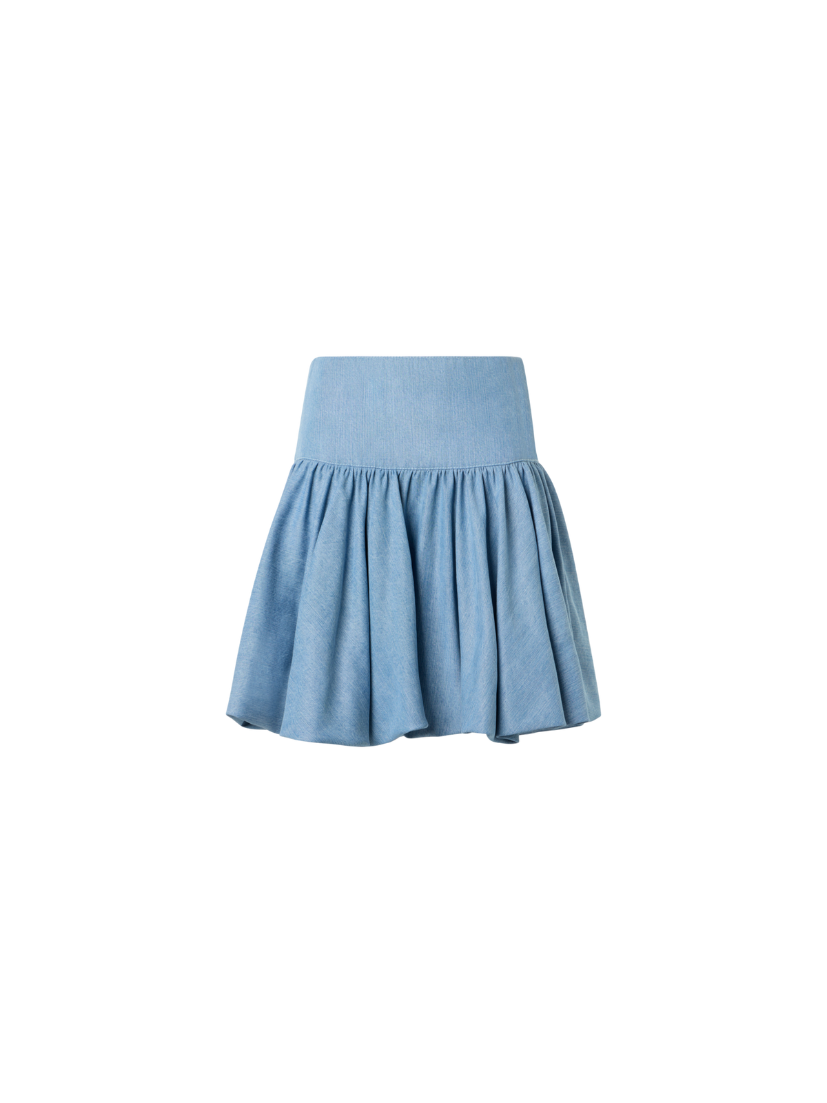 Designer Ausgestellter Volant-Minirock aus Viskose-Denim - Blau