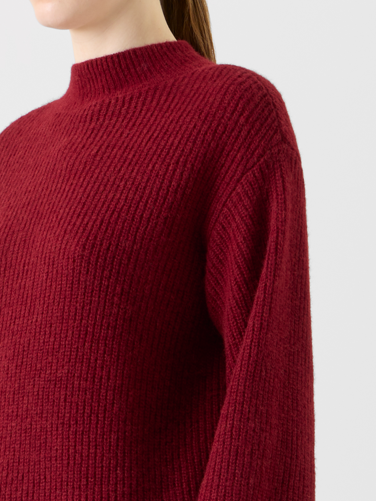 Designer Alpaka Wolle Strick Pullover mit weitem Ärmel - Rot #editorial