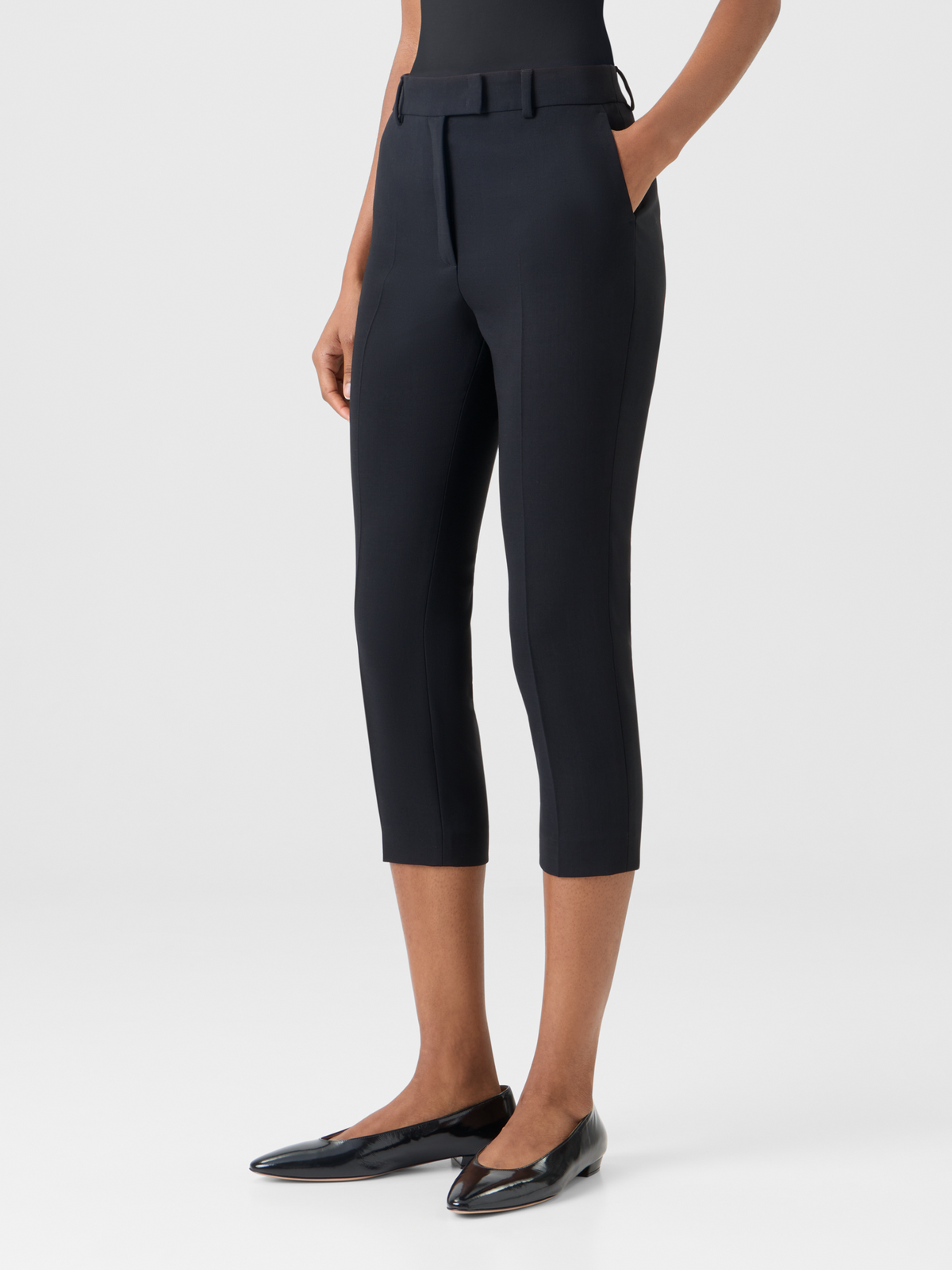 Designer Flavi schmale Caprihose aus Woll-Doubleface - Schwarz #editorial