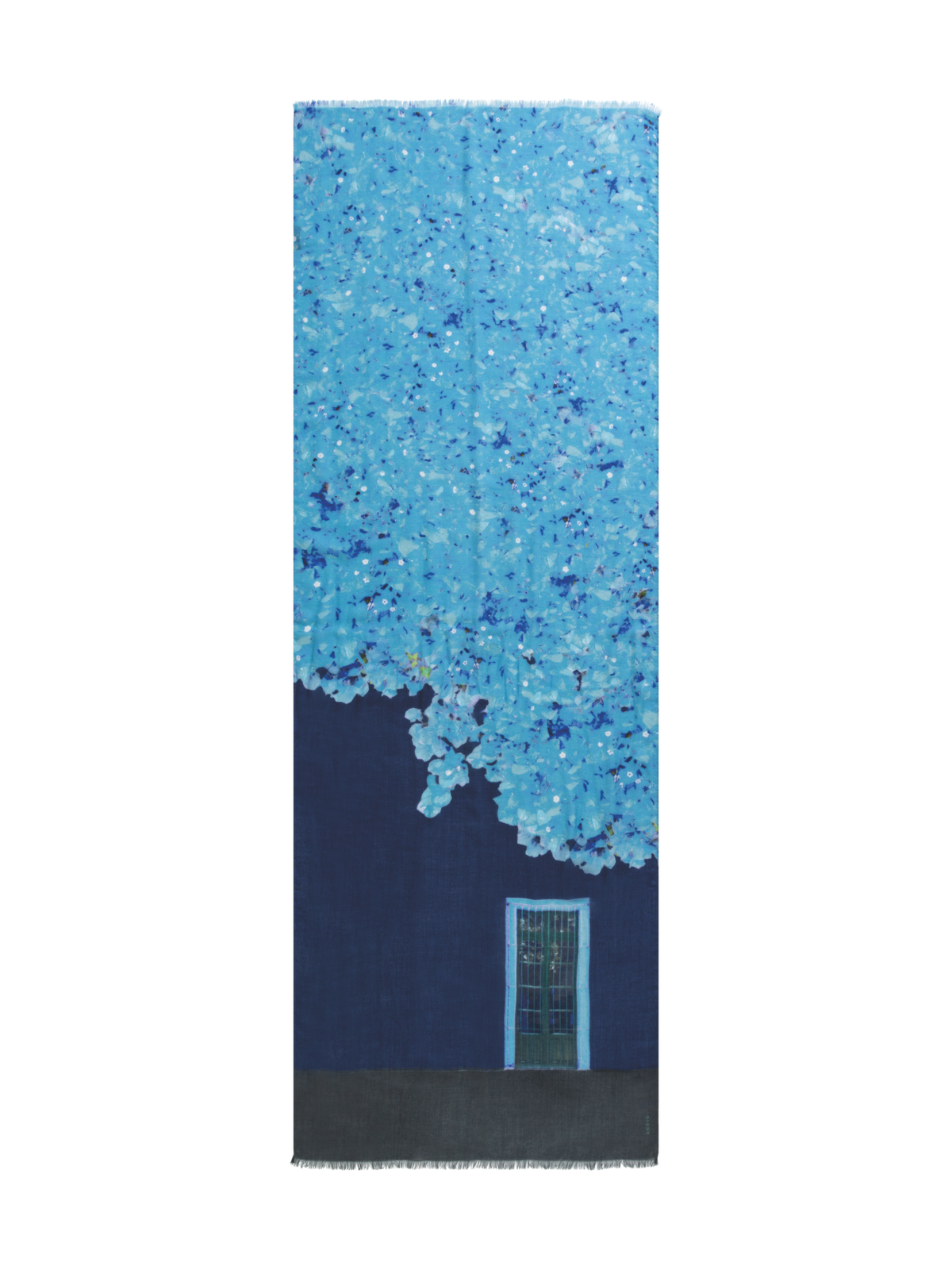 Designer Schal mit Bougainvillea Porta-Druck - Schwarz - Blau - Violett - Grau - Rosa