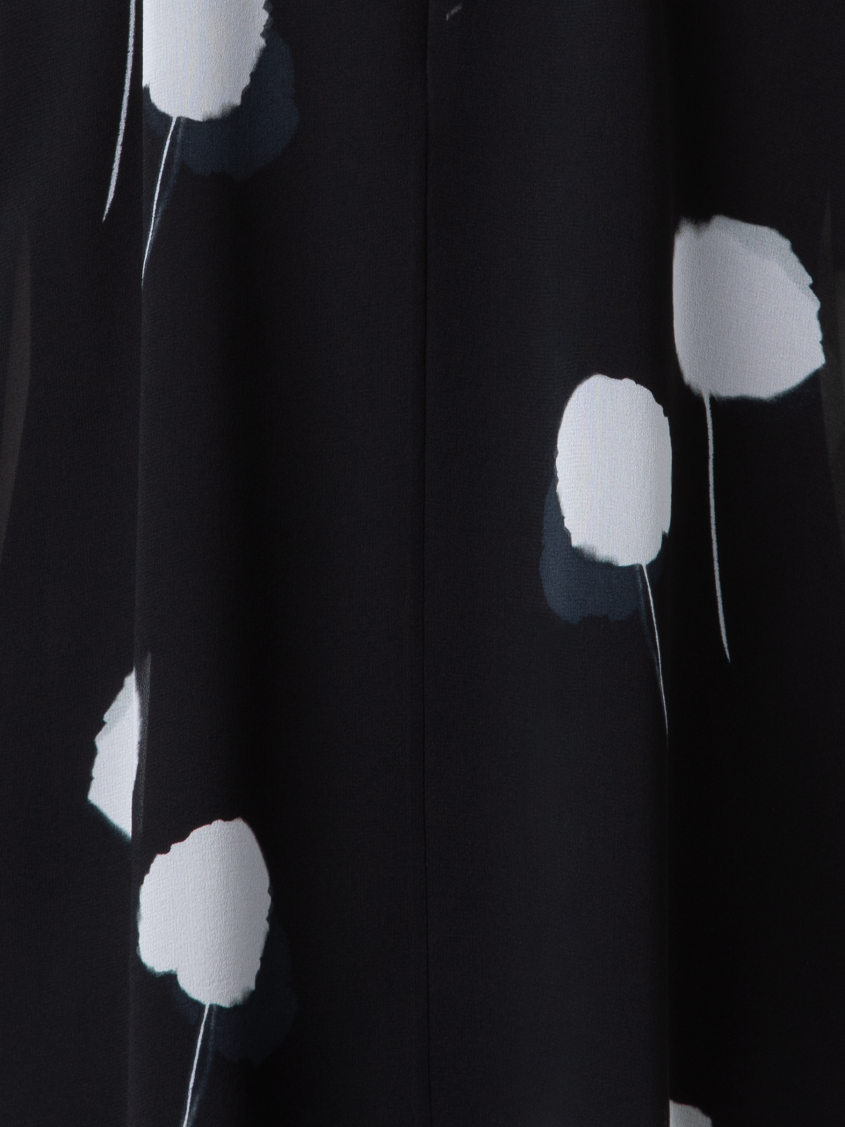 Designer Seidenbluse mit Schleife und Dandelion Druck - Schwarz - Bunt