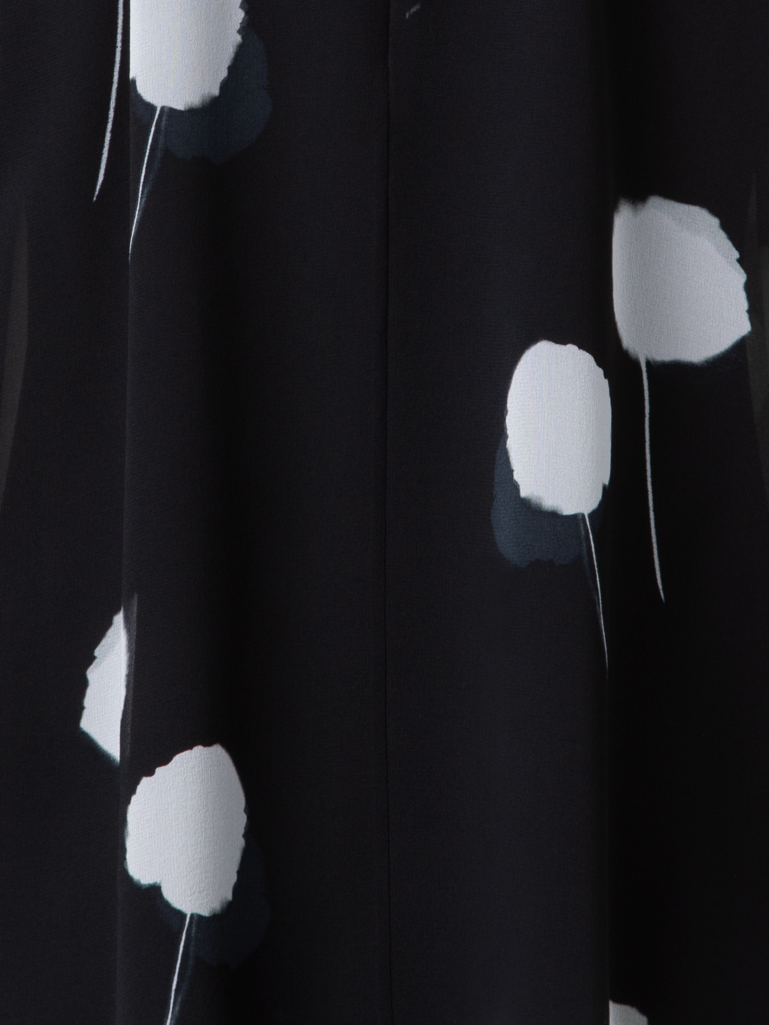 Designer Seidenbluse mit Schleife und Dandelion Druck - Schwarz - Bunt