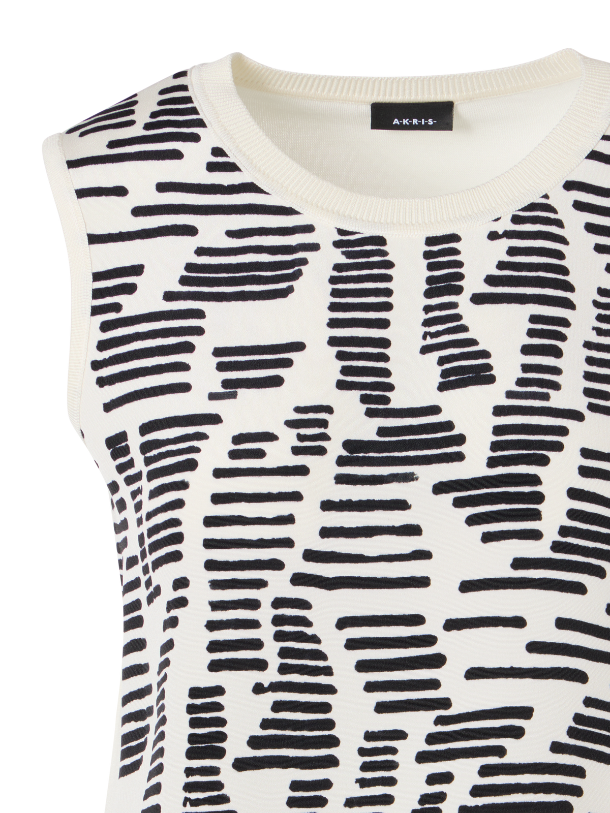 Designer Ärmelloses Stricktop mit Dance Movement Print Vorderseite - Ecru