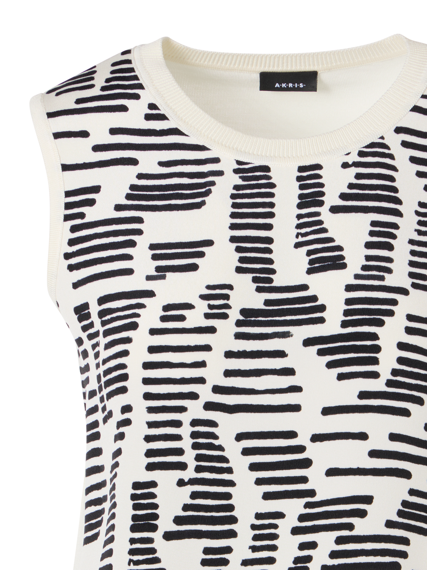 Designer Ärmelloses Stricktop mit Dance Movement Print Vorderseite - Ecru
