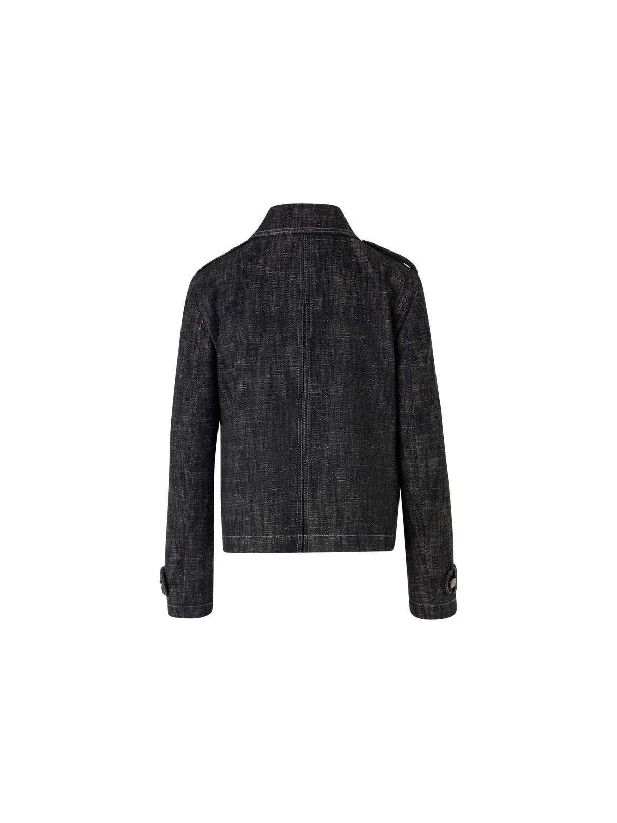 Designer Langärmelige Jacke aus schwerem, gewaschenem Baumwoll-Denim - Schwarz
