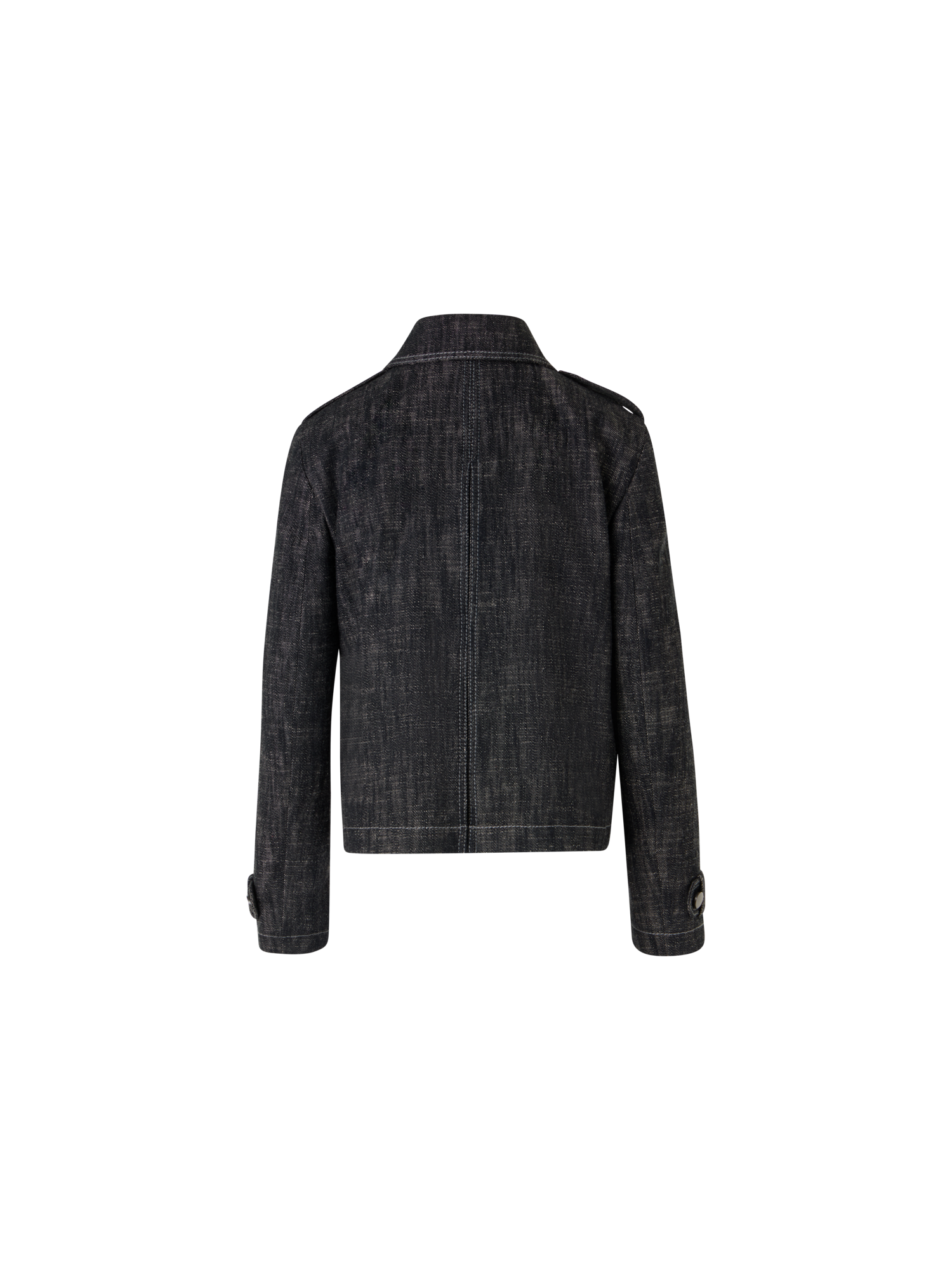 Designer Langärmelige Jacke aus schwerem, gewaschenem Baumwoll-Denim - Schwarz