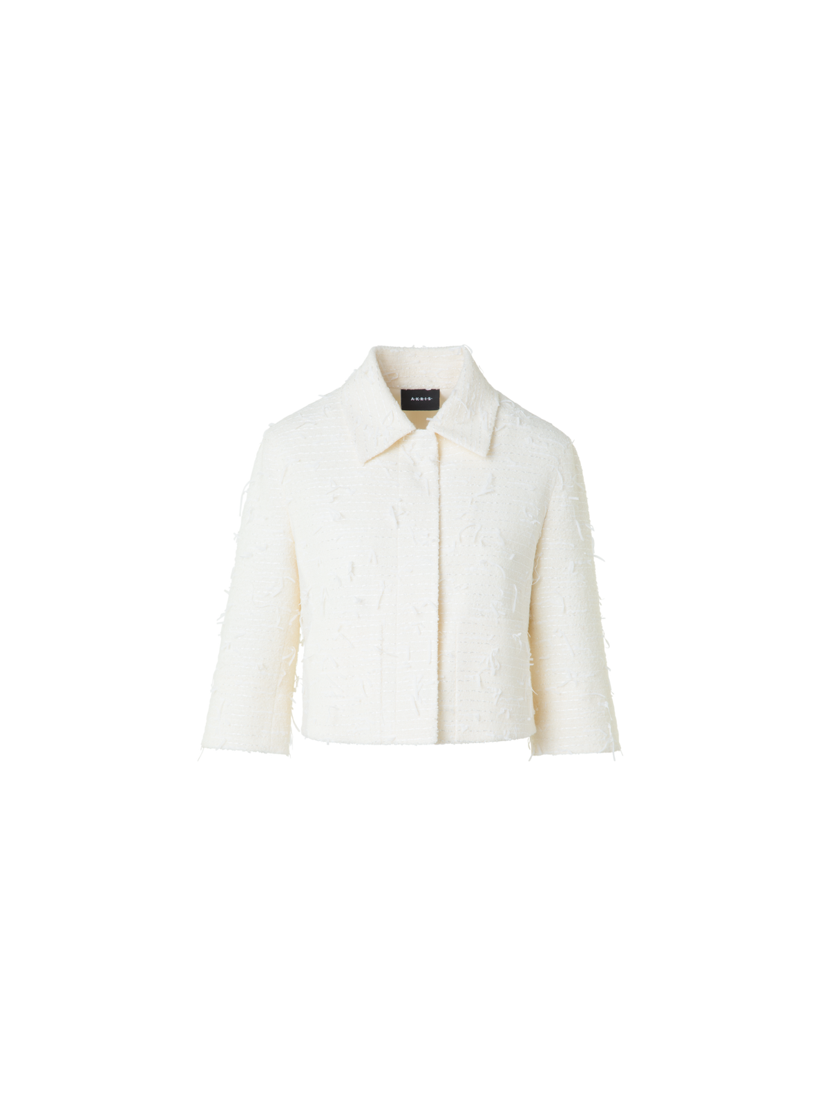 Designer Kurze Boxy-Pailletten-Jacke - Ecru - Weiss