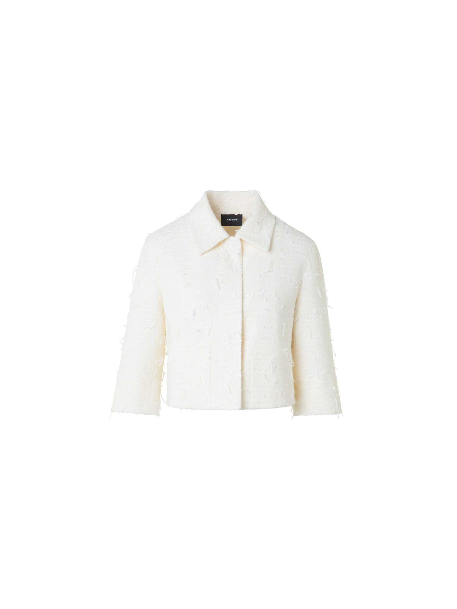 Designer Kurze Boxy-Pailletten-Jacke - Ecru - Weiss