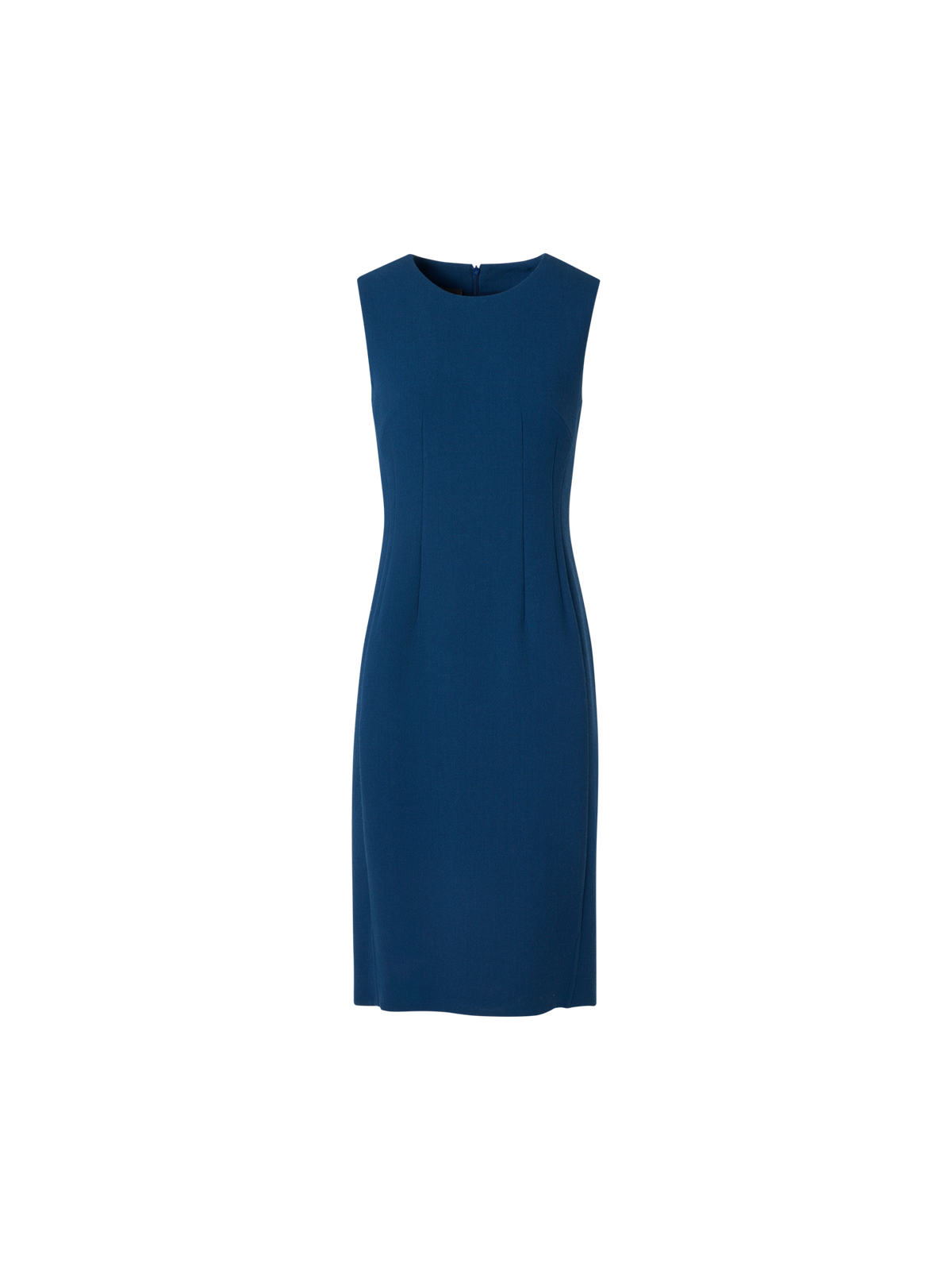Designer Ärmelloses Etuikleid aus Wollkrepp-Doubleface - Blau