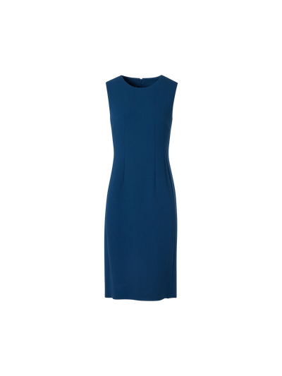 Designer Ärmelloses Etuikleid aus Wollkrepp-Doubleface - Blau