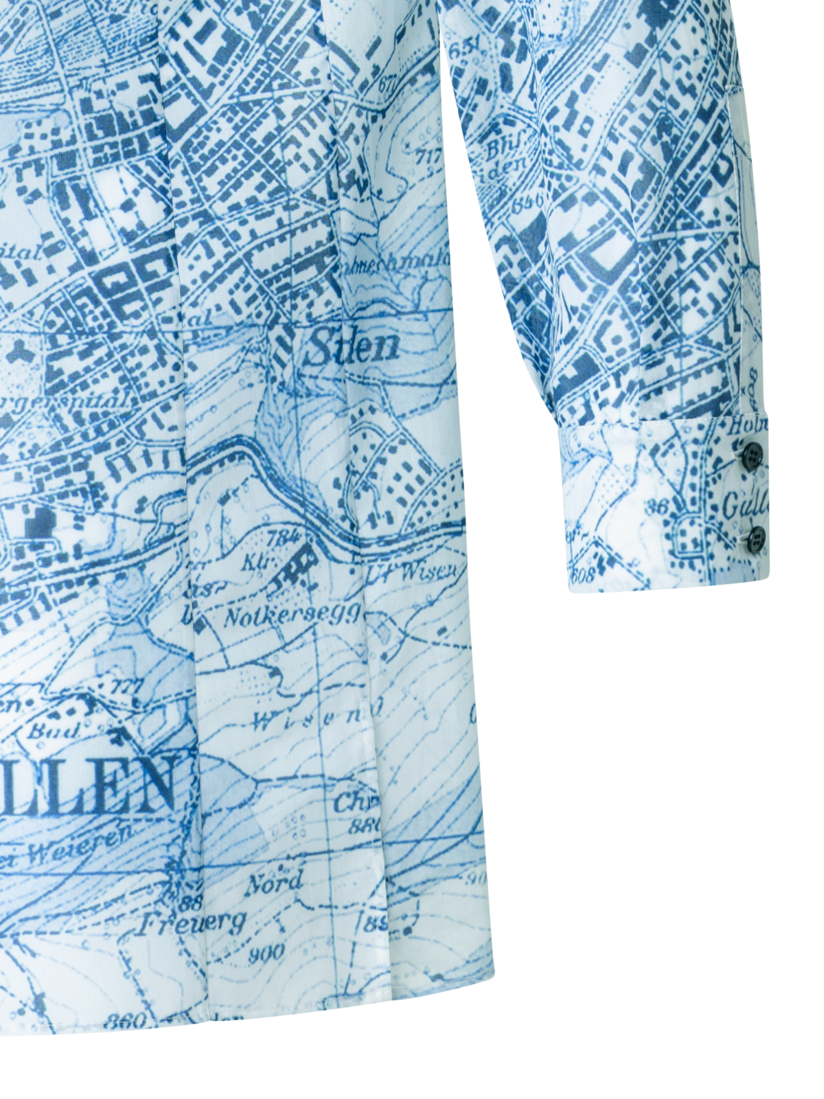 Designer Tunikabluse mit St. Gallen Map Druck - Blau - Bunt