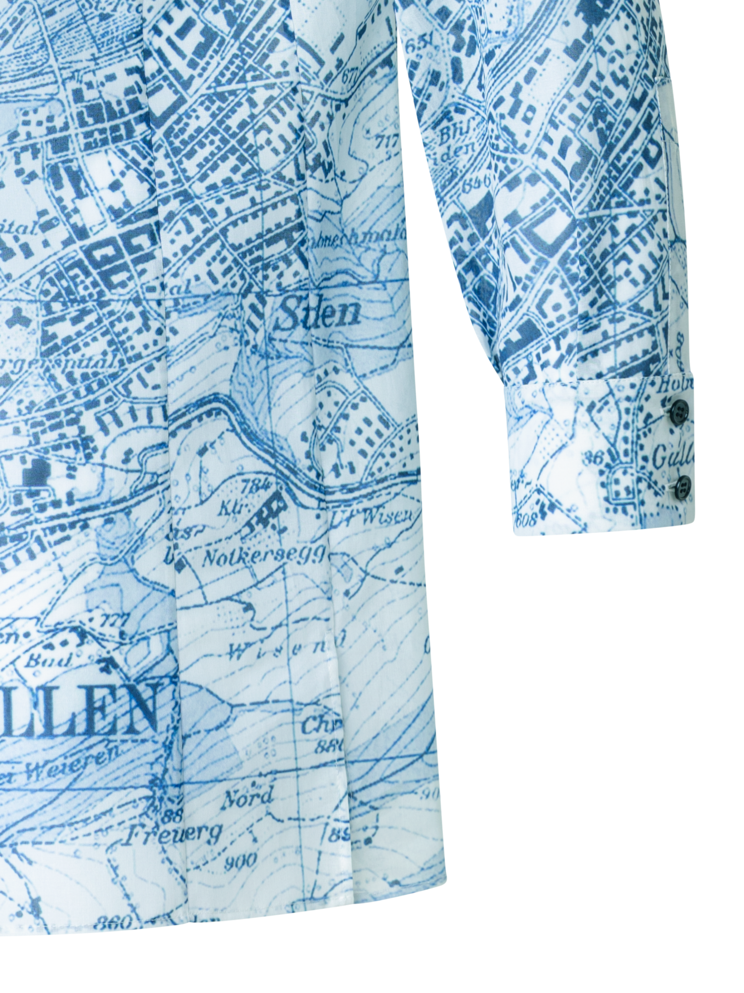 Designer Tunikabluse mit St. Gallen Map Druck - Blau - Bunt