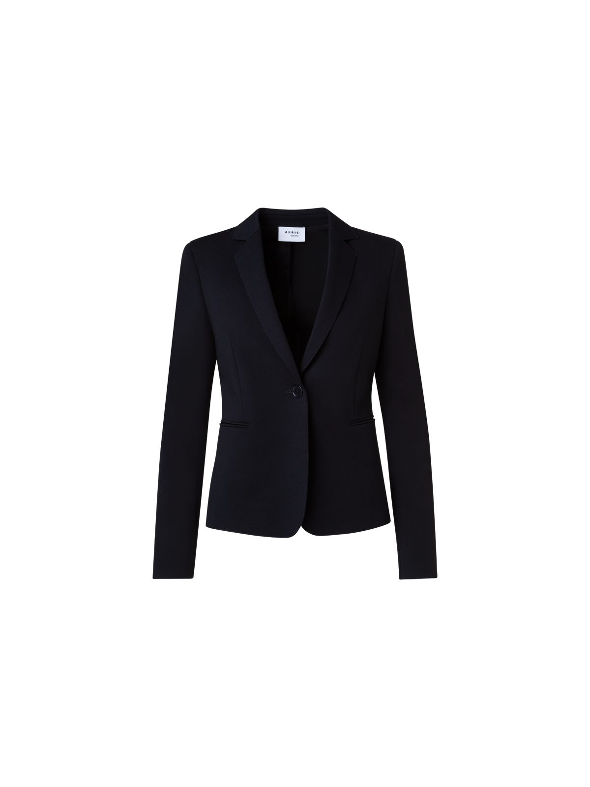 Designer Jersey Blazer mit Faux-Leder-Kragen - Schwarz
