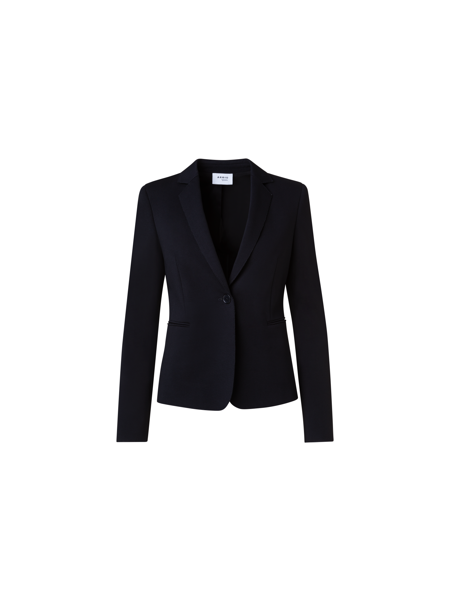 Designer Jersey Blazer mit Faux-Leder-Kragen - Schwarz