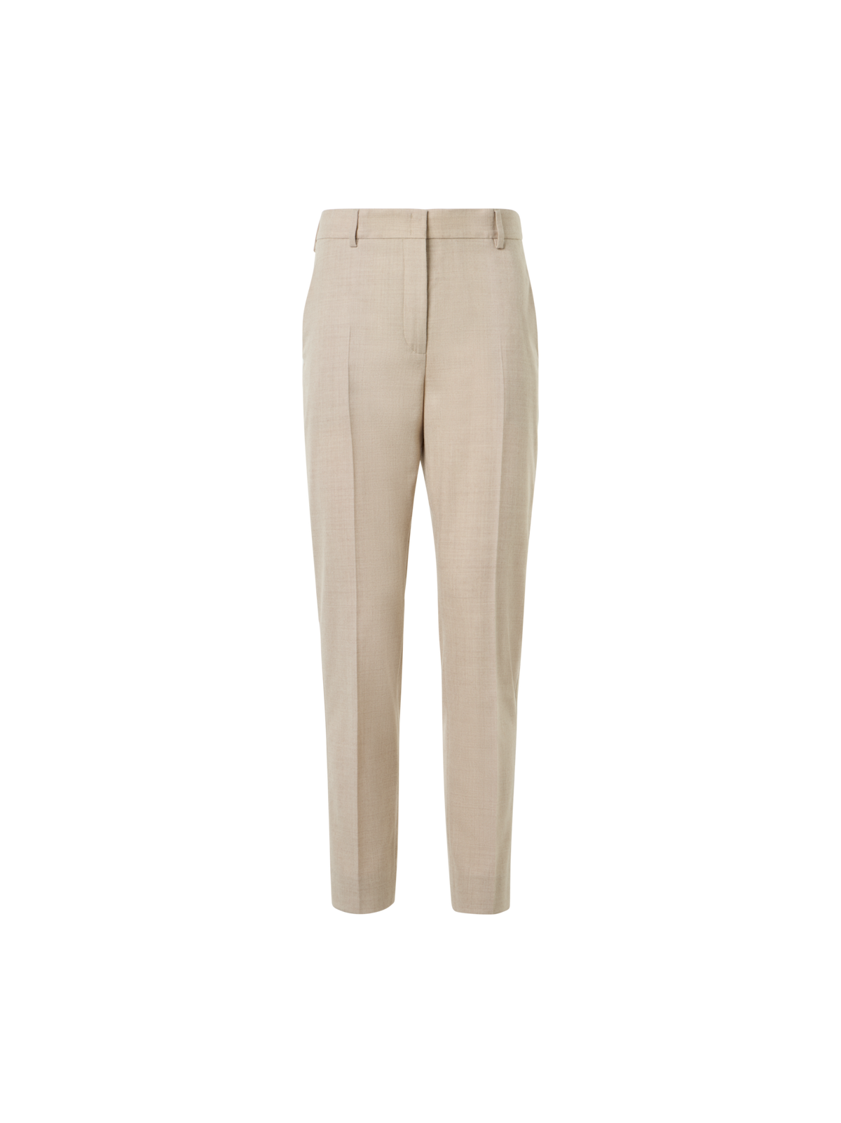 Designer Schmal verkürzte Hose aus Woll-Stretch-Flanell - Beige